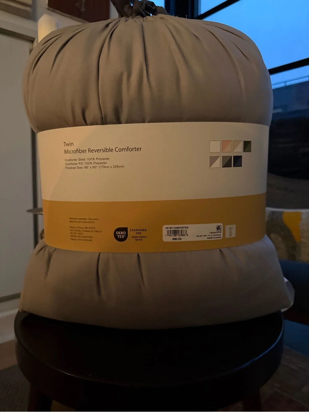 Plush Gray Reversible Comforter - Soft Microfiber Bedding. Twin